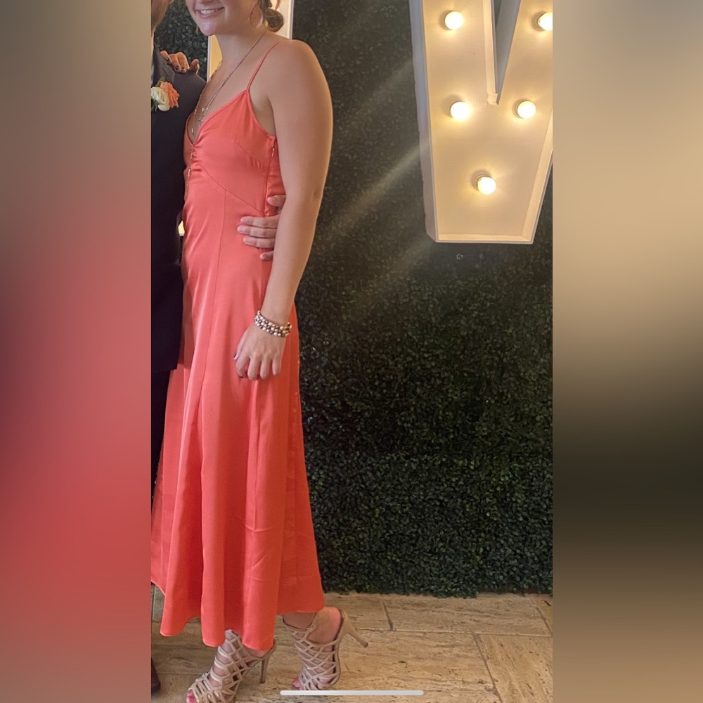 Coral Satin MIDI dress